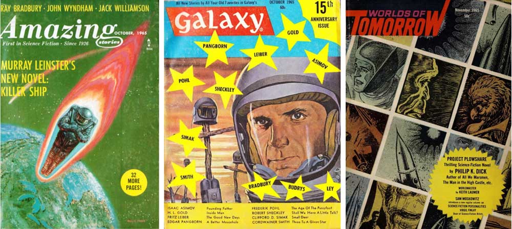 Amazing Oct. 1965, Galaxy Oct. 1965, Worlds of Tomorrow Nov. 1965